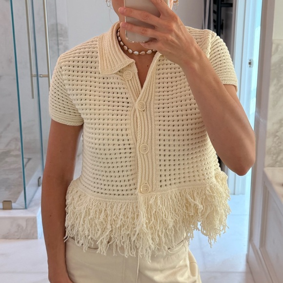 Zara Tops - Zara Cream Fringe Knit Top